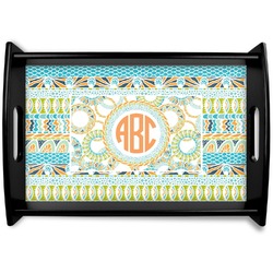 Teal Ribbons & Labels Wooden Tray (Personalized)