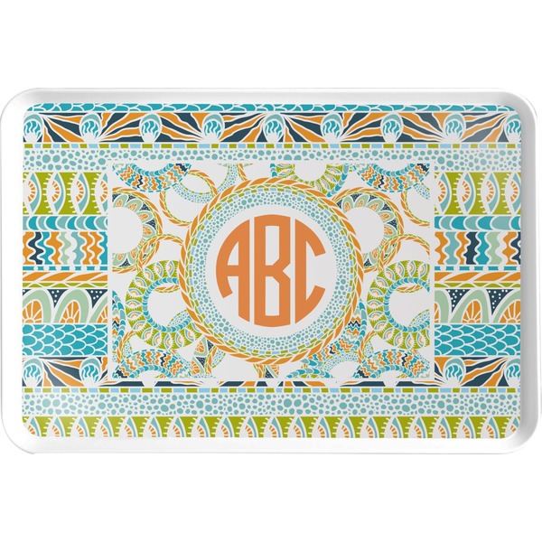 Custom Teal Ribbons & Labels Serving Tray (Personalized)