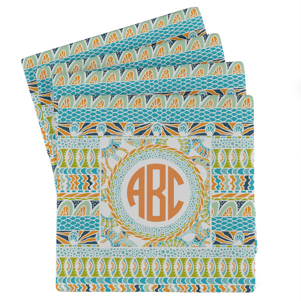 Custom Teal Ribbons & Labels Absorbent Stone Coasters - Set of 4 (Personalized)