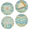 Teal Ribbons & Labels Set of Appetizer / Dessert Plates