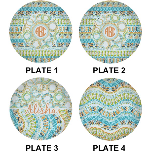 Teal Ribbons & Labels Set of Lunch / Dinner Plates (Approval)
