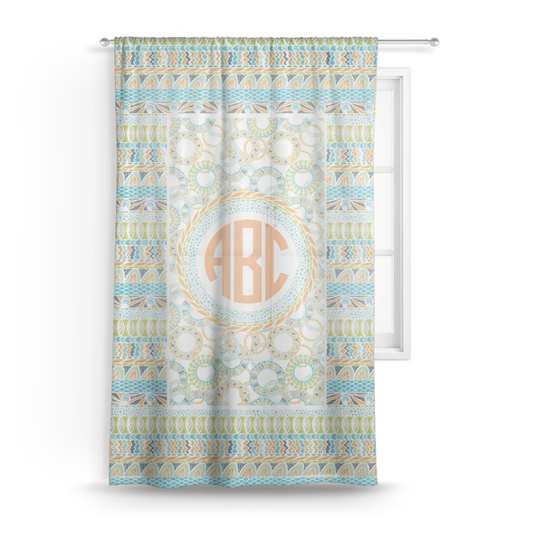 Custom Teal Ribbons & Labels Sheer Curtain (Personalized)