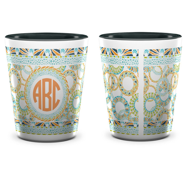Teal Ribbons & Labels Shot Glass - Two Tone - APPROVAL