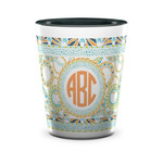 Teal Ribbons & Labels Ceramic Shot Glass - 1.5 oz - Two Tone - Single (Personalized)