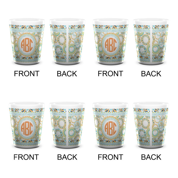Teal Ribbons & Labels Shot Glass - White - Set of 4 - APPROVAL