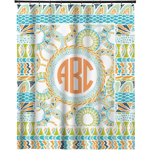 Custom Teal Ribbons & Labels Extra Long Shower Curtain - 70"x84" (Personalized)