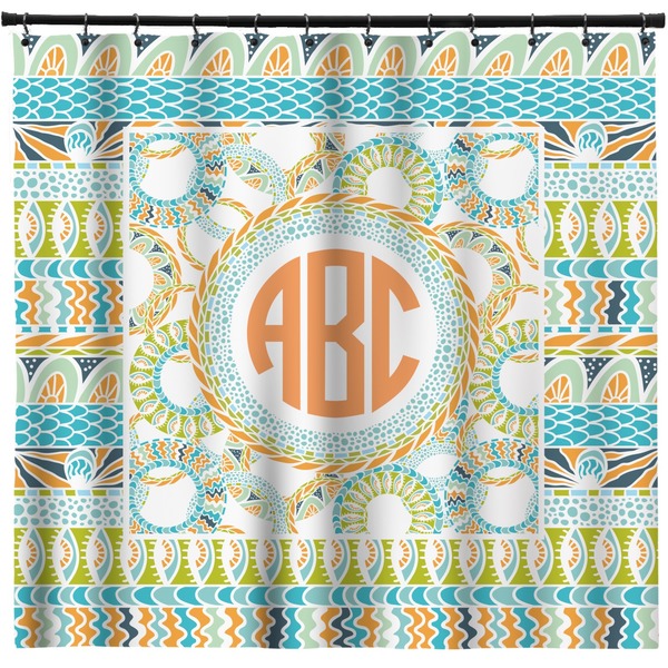 Custom Teal Ribbons & Labels Shower Curtain (Personalized)