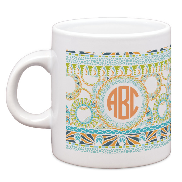 Custom Teal Ribbons & Labels Espresso Cup (Personalized)