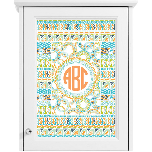 Teal Ribbons & Labels Single White Cabinet Decal