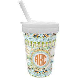 Teal Ribbons & Labels Sippy Cup with Straw (Personalized)