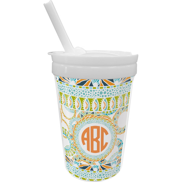 Custom Teal Ribbons & Labels Sippy Cup with Straw (Personalized)