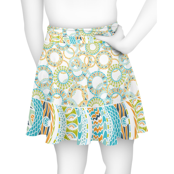 Teal Ribbons & Labels Skater Skirt - Back