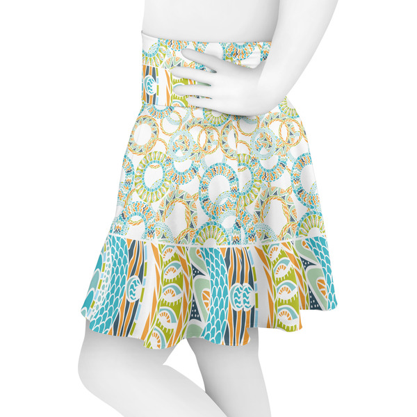Teal Ribbons & Labels Skater Skirt - Side