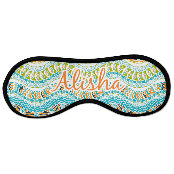 Teal Ribbons & Labels Sleeping Eye Mask - Front Large