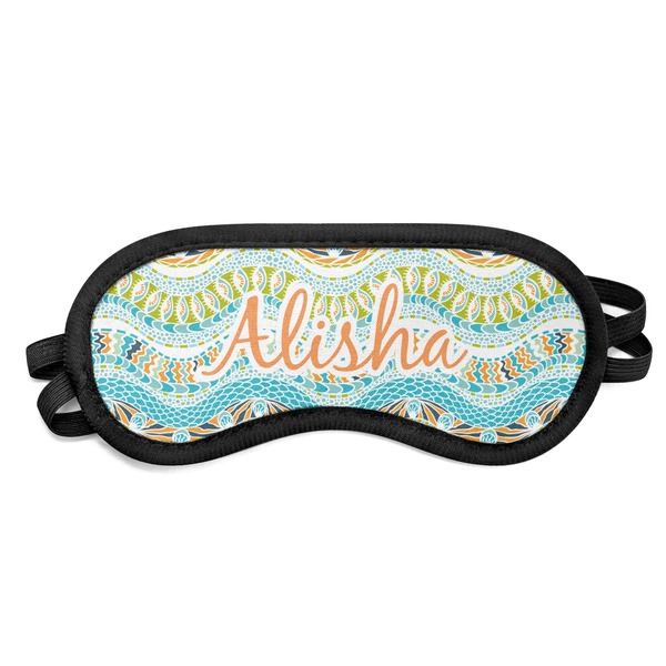 Custom Teal Ribbons & Labels Sleeping Eye Mask - Small (Personalized)