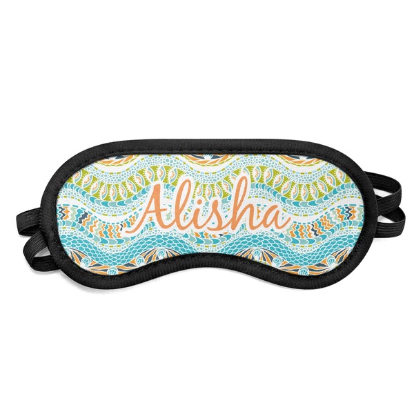 Custom Teal Ribbons & Labels Sleeping Eye Mask (Personalized)