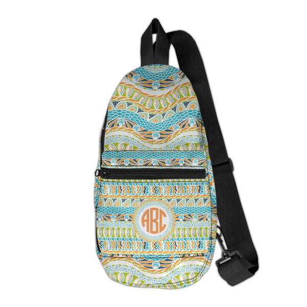 Custom Teal Ribbons & Labels Sling Bag (Personalized)