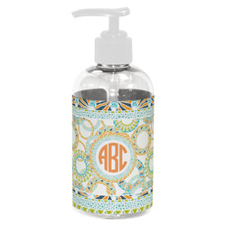 Teal Ribbons & Labels Plastic Soap / Lotion Dispenser (8 oz - Small - White) (Personalized)