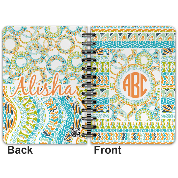 Teal Ribbons & Labels Spiral Journal 5 x 7 - Apvl