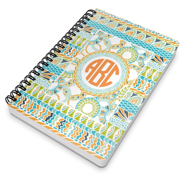 Teal Ribbons & Labels Spiral Journal 7 x 10 - Main