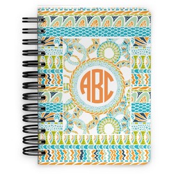Teal Ribbons & Labels Spiral Notebook - 5x7 w/ Monogram