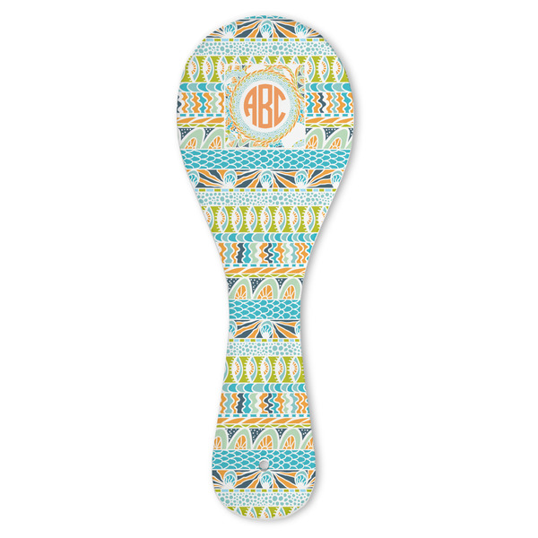 Custom Teal Ribbons & Labels Ceramic Spoon Rest (Personalized)