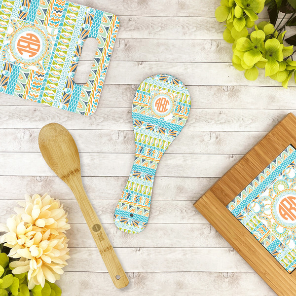 Teal Ribbons & Labels Spoon Rest Trivet - LIFESTYLE