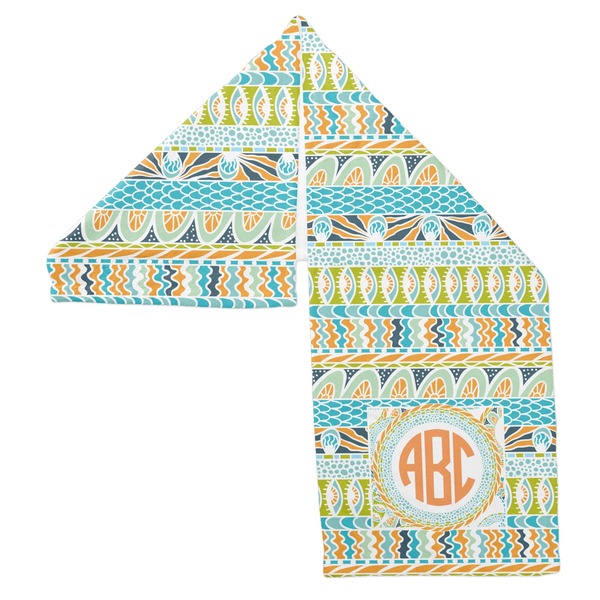 Teal Ribbons & Labels Sports Towel Folded - Both Sides Showing