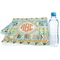 Teal Ribbons & Labels Sports Towel Folded with Water Bottle