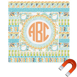 Teal Ribbons & Labels Square Car Magnet - 10" (Personalized)