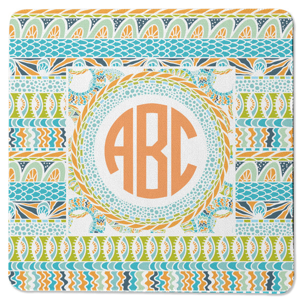 Teal Ribbons & Labels Square Coaster Rubber Back - Single