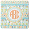 Teal Ribbons & Labels Square Coaster Rubber Back - Single