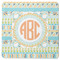 Teal Ribbons & Labels Square Rubber Backed Coaster (Personalized)