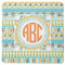 Teal Ribbons & Labels Square Rubber Backed Coaster (Personalized)