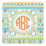 Teal Ribbons & Labels Square Decal (Personalized)