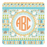 Teal Ribbons & Labels Square Decal - Large (Personalized)