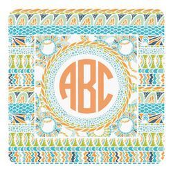 Teal Ribbons & Labels Square Decal - XLarge (Personalized)
