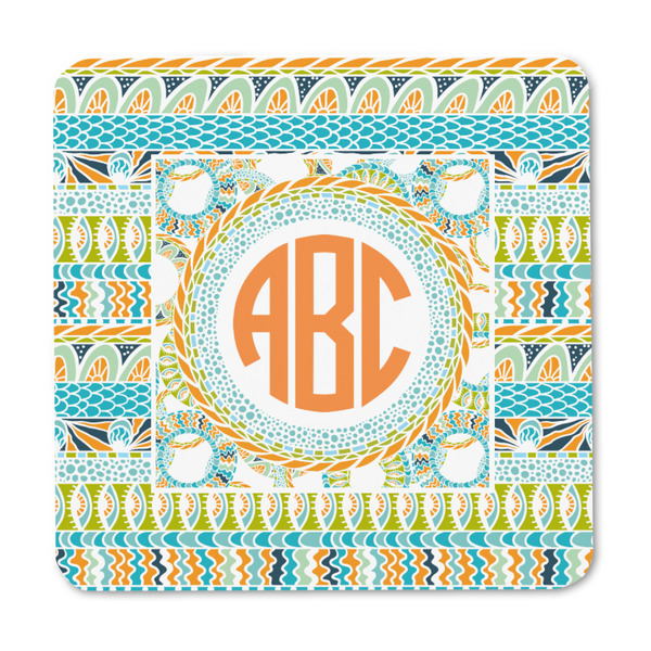 Teal Ribbons & Labels Square Fridge Magnet - FRONT