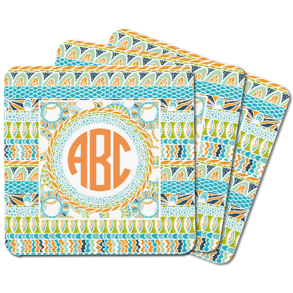 Teal Ribbons & Labels Square Fridge Magnet - MAIN