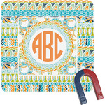 Teal Ribbons & Labels Square Fridge Magnet (Personalized)