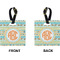 Teal Ribbons & Labels Square Luggage Tag (Front + Back)