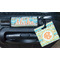 Teal Ribbons & Labels Square Luggage Tag & Handle Wrap - In Context