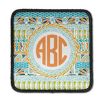 Teal Ribbons & Labels Iron On Square Patch w/ Monogram