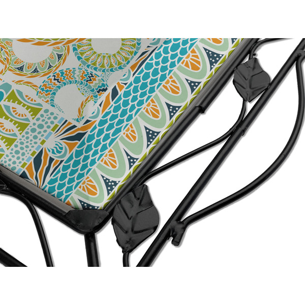 Teal Ribbons & Labels Square Trivet - Detail