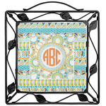 Teal Ribbons & Labels Square Trivet (Personalized)