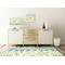 Teal Ribbons & Labels Square Wall Decal Wooden Desk