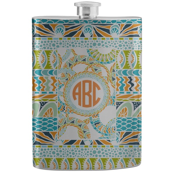Custom Teal Ribbons & Labels Stainless Steel Flask (Personalized)
