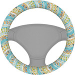 Teal Ribbons & Labels Steering Wheel Cover
