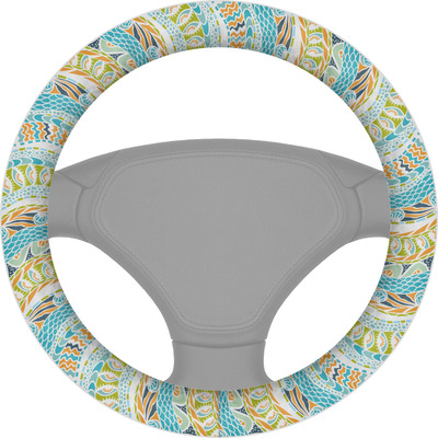 Teal Ribbons & Labels Steering Wheel Cover (Personalized)