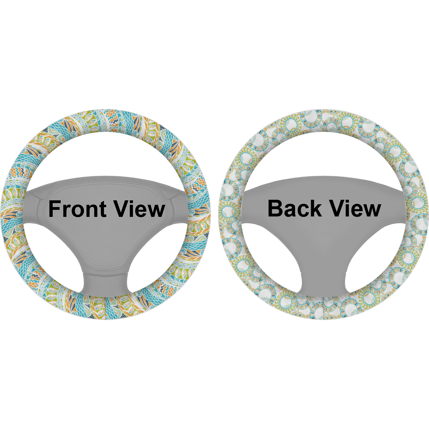 Teal Ribbons & Labels Steering Wheel Cover (Personalized) YouCustomizeIt